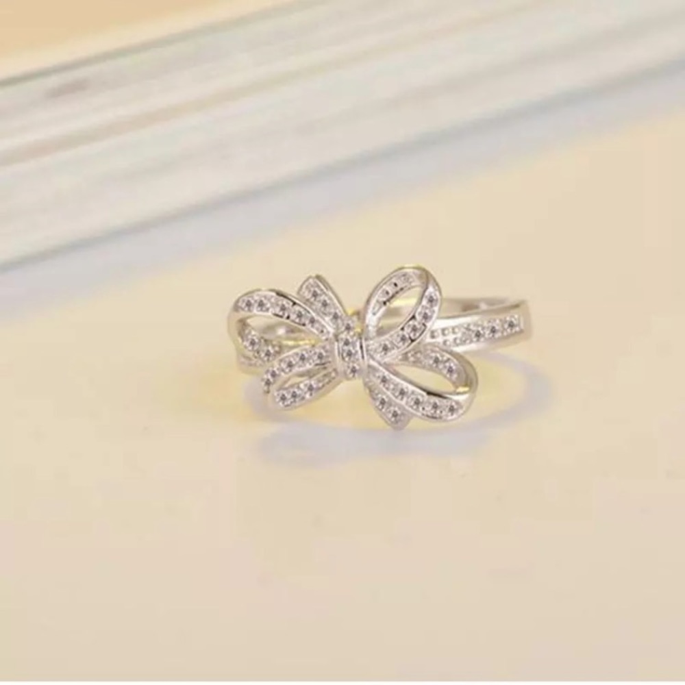 NEW 💎 925 Silver Adjustable big bow CZ Ring - Picture 3 of 6